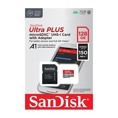 image Carte mémoire SD Sandisk Ultra PLUS 128GB SDXC Memory Card 150MB/s