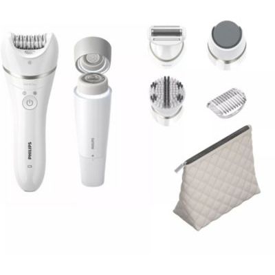 image Philips Beauty Set série 9000 – ensemble tout-en-un pour le corps, le visage et les pieds, épilateur électrique sans fil, utilisation sur peau sèche ou mouillée, 6 accessoires, modèle BRE770/92