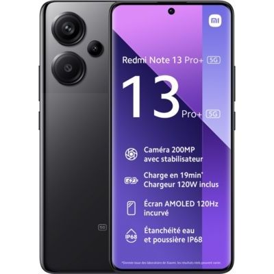 Smartphone XIAOMI Redmi Note 13 Pro+ 5G Dual Noir 256Go Très Bon État -