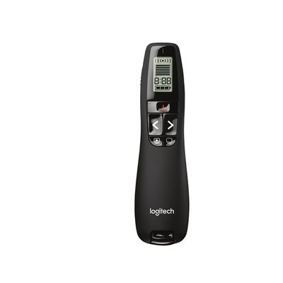 image Logitech R700 Télécommande de Présentation, 2,4 GHz avec Nano-Récepteur USB, Pointeur Laser Rouge, Commandes de Diaporama, Portée de 30M, Ecran LCD, 6 Boutons, Compatible avec PC - Noir