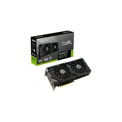 image ASUS DUAL GeForce RTX 4070 OC Edition – Carte graphique gaming (12GB GDDR6X, PCIe 4.0, DLSS 3, HDMI 2.1, DisplayPort 1.4a, 2.56 slot, ventilateurs axiaux, technologie 0dB)