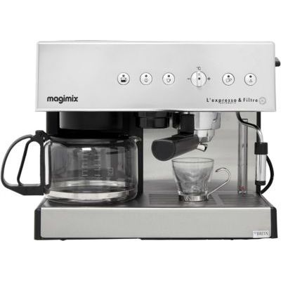 image Magimix 11423 Expresso et filtre automatique cafetière pour café moulu ou dosette, Chrome mat, 2010W