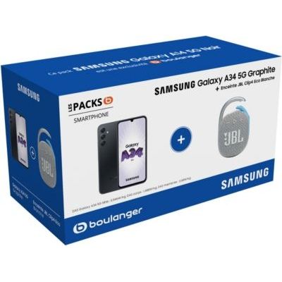 image Smartphone SAMSUNG Pack A34 5G Graphite+Enceinte JBL Clip4