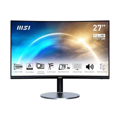 image MSI Pro MP272C Écran Bureautique 27" Full HD - Dalle VA 1500R, 1920x1080, 75Hz, Confort Oculaire, Contraste 4000:1, Haut-Parleurs Intégrés - HDMI 1.4b, D-Sub/VGA