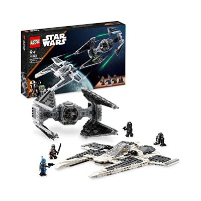 image LEGO Star Wars Le Chasseur Fang Mandalorien Contre Le TIE Interceptor - Jeu de Construction de Vaisseaux Spatiaux pour Enfants avec 3 Minifigurines, Figurine Droïde et Sabre Noir - Idée Cadeau 75348