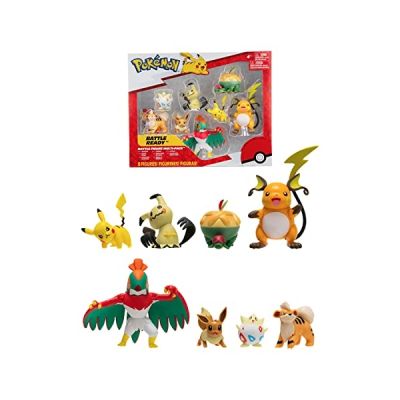 image Bandai Pokémon 8 Figurines Battle - Pikachu, Evoli (Eevee), Dratatin (Appletun), Togepi, Caninos (Growlithe), Mimiqui (Mimikyu), Raichu et Brutalibré (Hawlucha) - JW2687