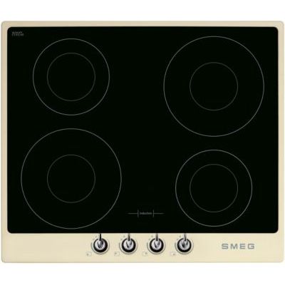 image SMEG SI964PM, Plaque de cuisson à induction VICTORIA, Cream frame + black glass (chrome knobs)