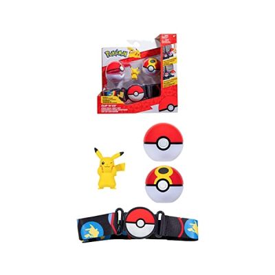 image Bandai - Pokémon - Ceinture Clip 'N' Go - 1 ceinture, 1 Poké Ball, 1 Repeat Ball et 1 figurine 5 cm Pikachu - Accessoire pour se déguiser en Dresseur Pokémon - JW2720