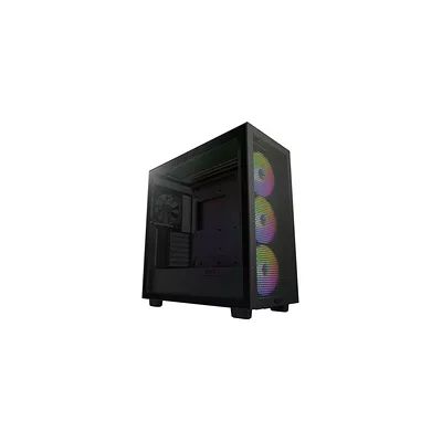image NZXT H7 Flow RGB noir - CM-H71FB-R1 - Boîtier Gaming compact – Airflow élevé – Panneau latéral en verre trempé – Cable management facile – 3 ventilateurs F140 RGB Core inclus