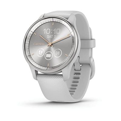 image Garmin vívomove Trend - Montre connectée Hybride – Silver avec Bracelet Gris Clair