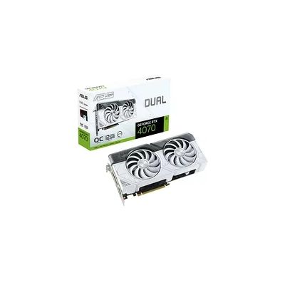 image ASUS DUAL GeForce RTX 4070 OC Edition / Blanc – Carte graphique gaming (12GB GDDR6X, PCIe 4.0, DLSS 3, HDMI 2.1, DisplayPort 1.4a, 2.56 slot, ventilateurs axiaux, technologie 0dB)