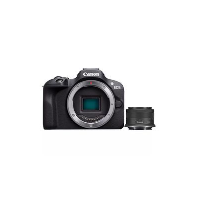 image Canon EOS R100 Objectif RF-S 18-45 mm F4,5-6,3 is STM stabilisé Appareil Photo Hybride APS-C 24,1 MPixels Autofocus CMOS Double Pixel Vidéo 4K Wi-FI et Bluetooth Noir