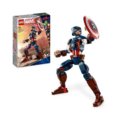 image LEGO 76258 Marvel La Figurine de Captain America, avec Bouclier, Collection Avengers, Jouet Super-Héros, Cadeau d'anniversaire pour Enfants, Garçons, Filles Dès 8 Ans