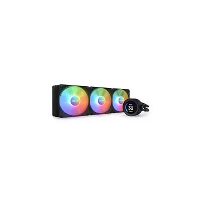 image NZXT Kraken Elite RGB 360 - RL-KR36E-B1 - Refroidisseur pour processeur AIO de 360 mm - Écran LCD de 2,36 pouces personnalisable. Pompe haute performance - 3 ventilateurs F120 RGB Core - Noir