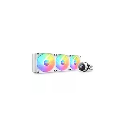 NZXT Kraken 360 RGB - RL-KR360-W1 - Refroidisseur pour processeur AIO de 360 mm - Écran LCD de 1,54 pouces personnalisable. Pompe haute performance - 3 ventilateurs F120 RGB Core - Blanc