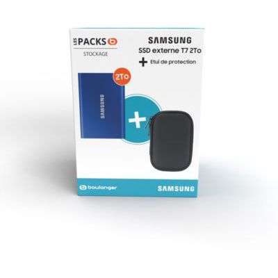 image Disque dur SSD externe SAMSUNG Pack T7 2To bleu + Etui