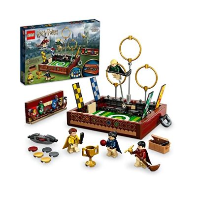 LEGO 76416 Harry Potter La Malle de Quidditch, Jouet pour 1 Joueur ou 2 Joueurs avec Minifigurines Draco Malefoy, Cedric Diggory, Cho Chang et Le Vif d'or, Jouer à 3 Jeux de Quidditch Différents