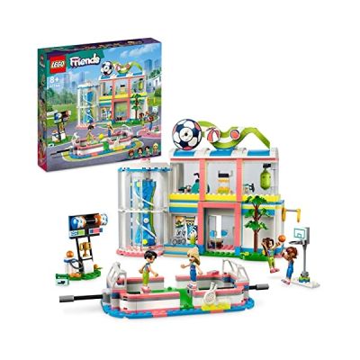 image LEGO 41744 Friends Le Centre Sportif, Jouet de Construction avec Jeux de Football, Basketball et Tennis Plus Mur d'escalade et 4 Mini-Poupées, Heartlake City, Cadeau Enfants dès 8 Ans à Noël