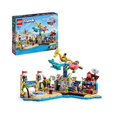 LEGO Friends Le Parc d’Attractions à la Plage - Jouet de Construction avec Manège et Machine à Vagues - Inclut Figurines de Dauphin, Tortue, Hippocampe - Idée cadeau Ado Garçons et Filles 12 Ans 41737