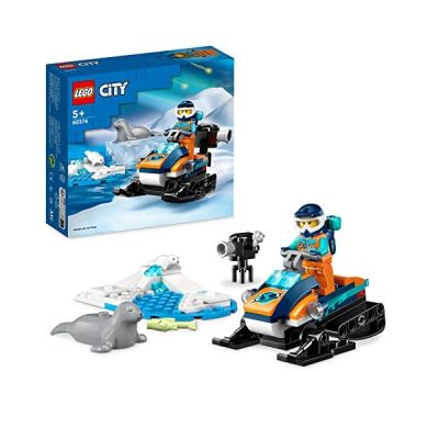 LEGO 60376 City La Motoneige d’Exploration Arctique, Jouet de Construction de Véhicules avec Figurines de Phoques et Minifigurine d'Explorateur, Petite Idée Cadeau