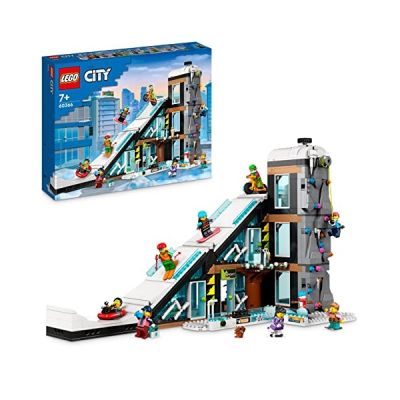 LEGO 60366 City Le Complexe de Ski et d’Escalade, Cadeau de Noël pour Enfants 7 Ans, Jouet de Construction Modulaire à 3 Niveaux avec Magasin d'hiver, Café, Remontée Mécanique et 8 Minifigurines
