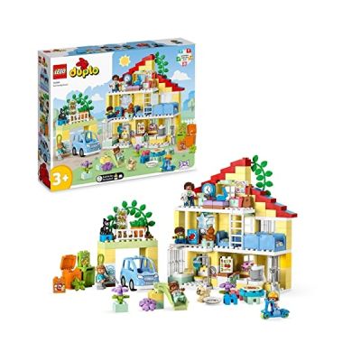 image LEGO 10994 Duplo Ma Ville La Maison Familiale 3-en-1, Maison de Poupées en Briques avec Voiture, 5 Figurines, 2 Animaux et Lampe, Jouet pour Enfants, Cadeau Filles et Garçons Dès 3 Ans