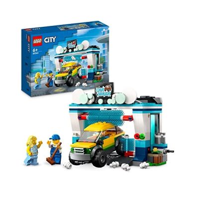 LEGO 60362 City La Station de Lavage, Jouet pour Enfants Dès 6 Ans, Garçons, Filles, Set avec Brosses à Laver Rotatives, Voiture et 2 Minifigurines, Petite Idée Cadeau