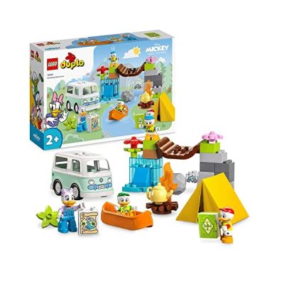image LEGO Duplo Disney Mickey et Ses Amis L'Aventure au Camping, avec Jouet Voiture, Canoë et Figurine Daisy Duck, Jeu de Construction de Caravane pour Enfants Dès 2 Ans, Filles et Garçons 10997