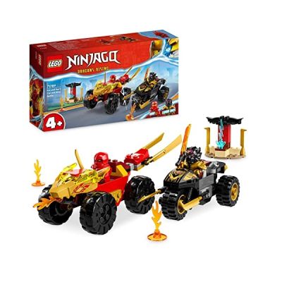 LEGO Ninjago Le Combat en Voiture et en Moto de Kai et Ras - Jouet Ninja de Course - Loisir Créatif Enfant 4 Ans avec 2 Minifigurines de la série TV L’Ascension des Dragons - Idée Cadeau 71789