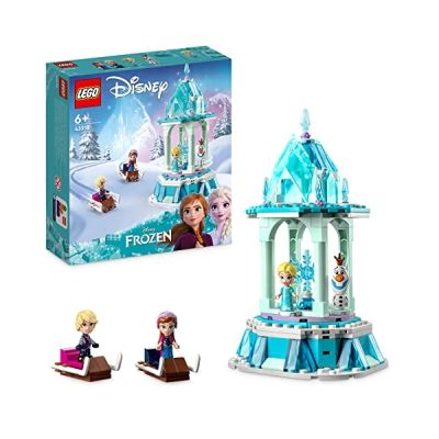 image LEGO Disney Princesse Le Manège Magique d’Anna et Elsa - Jouet inspiré du Château de la Reine des Neiges avec Micro-Poupée Kristoff et Figurine Olaf - Jouet Enfant 6 Ans pour Filles et Garçons 43218