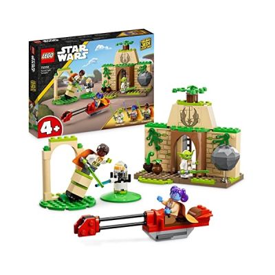 image LEGO Star Wars Le Temple Jedi de Tenoo, avec Maître Yoda, Sabres Laser, Figurine de Droïde et Speeder, Jouet de Construction pour Enfants, Garçons et Filles Dès 4 Ans 75358