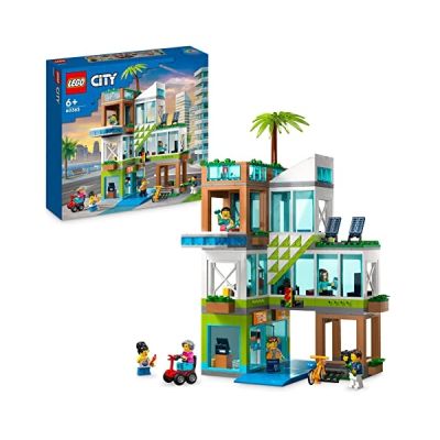 image LEGO 60365 City L’Immeuble d’Habitation, Maquette Modulaire avec Chambres, Magasin, Jouet de Vélo et 6 Minifigurines, Cadeau pour Enfants, Garçons, Filles Dès 6 Ans