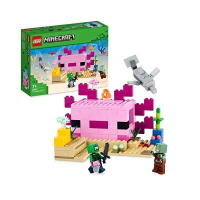 image LEGO 21247 Minecraft La Maison Axolotl, Base Aquatique à Construire avec Plongeur Explorateur, Zombie, Dauphin et Poisson, Jouets pour Enfants, Filles, Garçons Dès 7 Ans