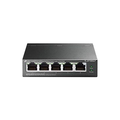 image TP-Link Switch PoE (TL-SF1005LP) 5 ports 10/100M, 4 ports PoE, 41W pour tous les ports PoE, Boitier Métal, Installation facile, idéal pour créer un réseau de surveillance polyvalent et fiable