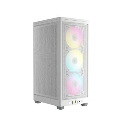 image Corsair iCUE 2000D RGB AIRFLOW Boîtier PC Mini-ITX - Forme Mini-ITX - Panneaux en Acier Maillé - 3x Ventilateurs SLIM AF120 RGB Inclus - Contrôleur iCUE Lighting Node CORE - Blanc