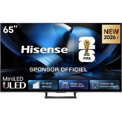 image Hisense 65U7SE TV Mini-LED 4K 65" (164 cm) QLED 144Hz 1400 Nits 260 Zones Design Slim Métal Son 2.1 Subwoofer VRR FreeSync Premium Pro Modèle 2026