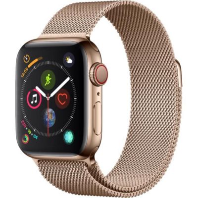 image Apple Watch Series 4 (GPS + Cellular) Boîtier en Acier Inoxydable Or de 40  mm avec Bracelet Milanais Or