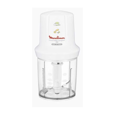 image Moulinex DJ300110 Mini Hachoir Electrique Moulinette Compact avec Couvercle Saupoudreur Blanc 270 W