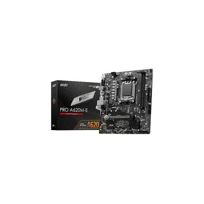 MSI Pro A620M-E Carte Mère Micro-ATX, pour Processeurs AMD Ryzen Série 7000, AM5 - DDR5 Memory Boost 6400+MHz/OC, 1 x PCIe 4.0 x16, 1 x M.2 Gen4 image MSI Pro A620M-E Carte Mère Micro-ATX, pour Processeurs AMD Ryzen Série 7000, AM5 - DDR5 Memory Boost 6400+MHz/OC, 1 x PCIe 4.0 x16, 1 x M.2 Gen4