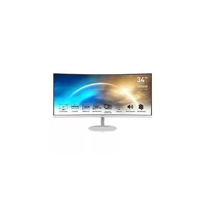 image MSI Pro MP341CQW Écran Bureautique Incurvé 34" UWQHD - Dalle VA 1500R, 3440x1440, 100Hz, Confort Oculaire, Contraste 3000:1, 21:9, Haut-Parleurs Intégrés, DP 1.2a, HDMI 2.0b - Blanc