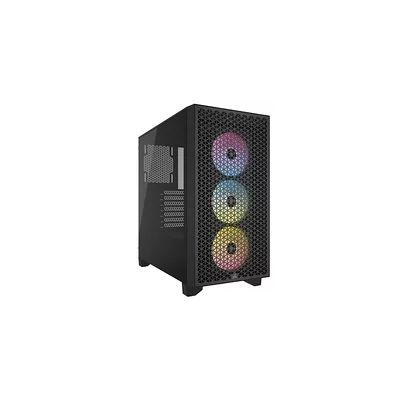 image CORSAIR 3000D RGB Airflow Boîtier PC Mid-Tower - 3X AR120 RGB Fans - Support GPU Trois Emplacements - Convient à 8X Ventilateurs 120mm - Design High-Airflow - Noir