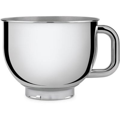 image Smeg, Bol en Acier Inoxydable SMB401, Accessoire pour Robot Pâtissier, Capacité 4,8 l, avec Poignée Ergonomique, Passe au Lave-Vaisselle, Compatible avec SMF01, SMF02, SMF03, SMF13, 124x174x215 mm
