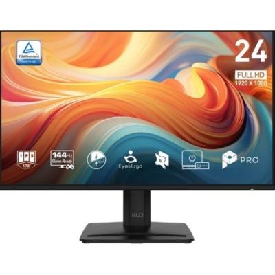MSI PRO MP243 E14 Écran professionnel 24'' FHD | Dalle IPS 1920 x 1080, 144 Hz, 1 ms, Eye Care, H-P intégrés, compatible VESA, HDMI 1.4b, DP 1.2, Adaptive-Sync