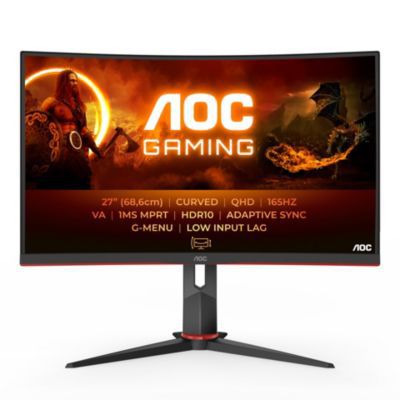 image AOC Gaming CQ27G2S - Moniteur incurvé 27 Zoll QHD, FreeSync Premium (2560x1440, 165 Hz, HDMI 2.0, DisplayPort 1.2) noir/rouge