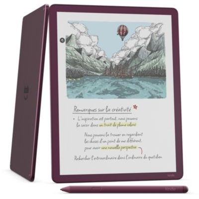 image Amazon Kindle Scribe Colorsoft 64 Go (Figue) + Stylet Premium + Étui à rabat en cuir premium (Figue) + USB-C Chargeur