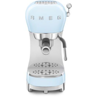 image Smeg, Machine à Café Expresso Manuelle ECF02PBEU, Système Thermoblock et Buse Vapeur, 4 Fonctions Expresso, Plateau Amovible, Porte Filtre, Réservoir d'Eau 1 L, Dimensions Compactes, 1350W, Bleu Azur