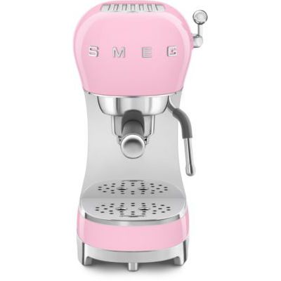 image Smeg, Machine à Café Expresso Manuelle ECF02PKEU, Système Thermoblock et Buse Vapeur, 4 Fonctions Expresso, Plateau Amovible, Porte Filtre, Réservoir d'Eau 1 L, Dimensions Compactes, 1350W, Rose