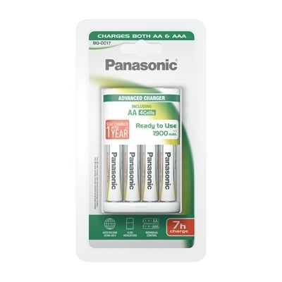 image Panasonic BQ-CC03 Blanc Chargeur de Batterie Domestique - Chargeurs de Batterie (100-240 V, Hybrides Nickel-métal (NiMH), 70 mm, 55 mm, 115 mm, Blanc)