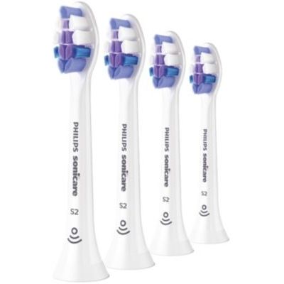 image Philips Sonicare - Tête de brosse S2 Sensitive avec brins ultra-souples pour dents et gencives sensibles, blanc, lot de 4, HX6054/10