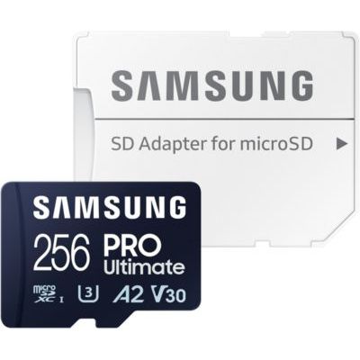 image Samsung Carte Mémoire MicroSDXC, PRO Ultimate MB-MY256SA/WW, 256 Go, vitesse de lecture jusqu'à 200 Mo/s, fournie avec adaptateur SD